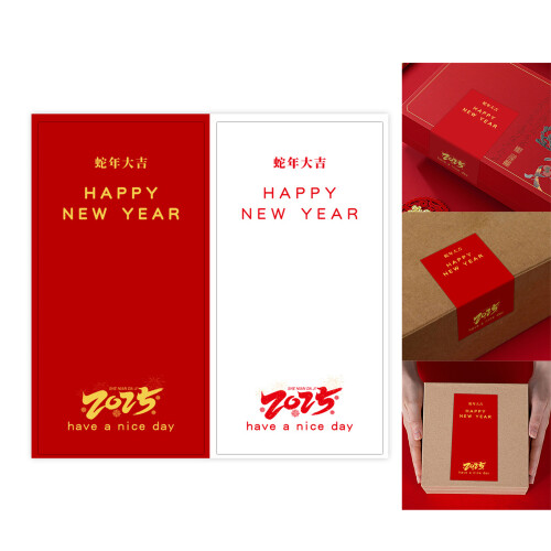 50 Counts Happy New Year Labels 2x4Inch Retangular-Style 3 2
