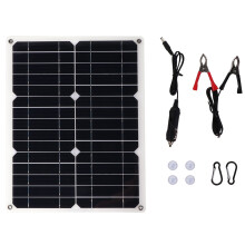Fleksibelt (dimensioner ikke angivet) monokrystallinsk silicium solpanel 15W 18V til udendørs nødopladning, med indbygget blokeringsdiode og bred A