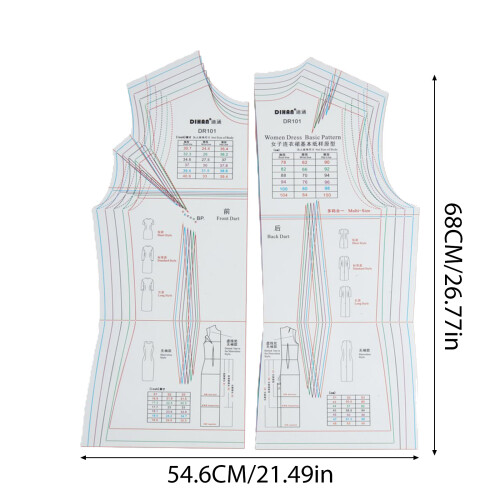 Women's Dress Ruler Reusable Dress Template Multi-Size 1