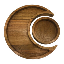 Halter für ätherische Öle, Organizer aus Holz in Mond- und Sternform, rustikale Kristall-Präsentationstabletts, Schmucktabletts aus Mangoholz,