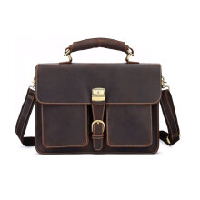 Mens Leather Business Laptop Bags Brown Leather Briefcase Style 15.6 Inch Laptop Compatible Messenger Bags Model X