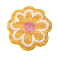 Tapis de bain fleuri mignon, tapis de bain jaune antidérapant, tapis de bain ultra doux et absorbant en microfibre avec technologie de séchage