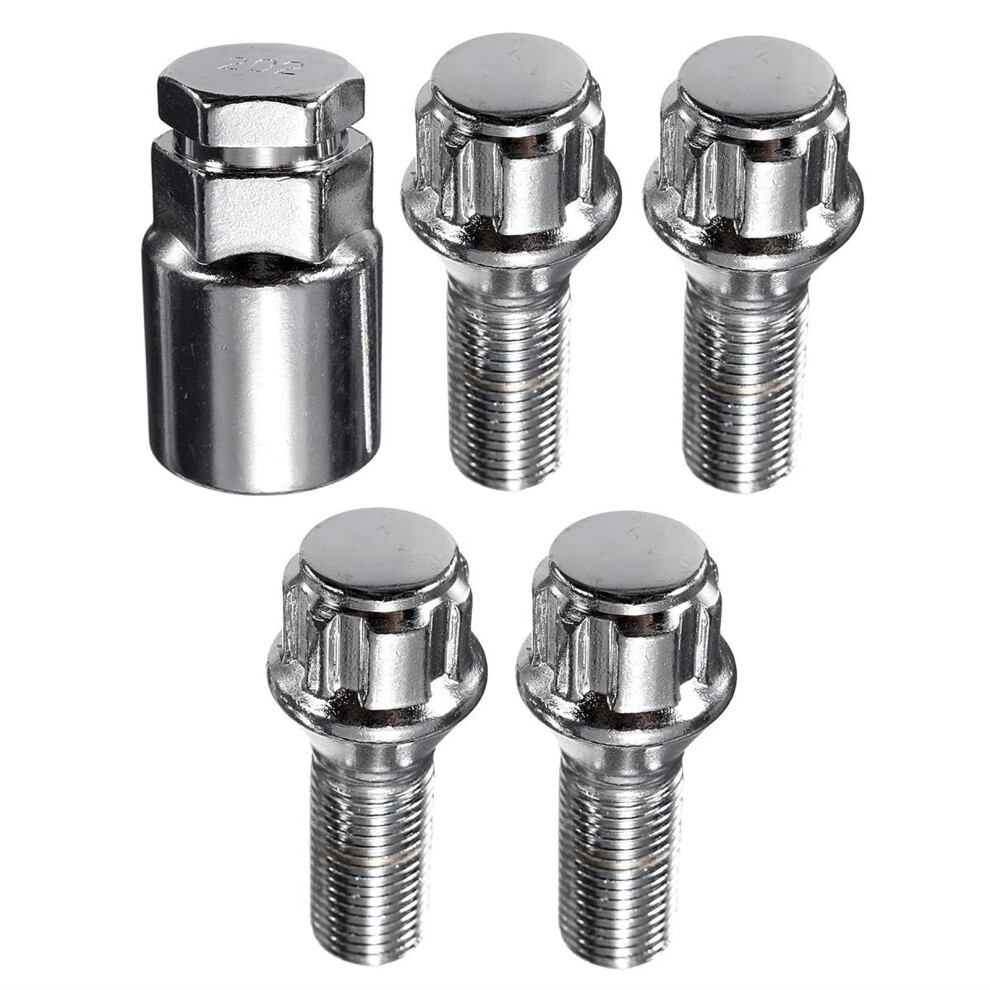 M14 X 1.5 Alloy Wheel Lock Bolts 5 Piece Set Compatible With Vw Transporter T4 T5 Locking Security Lug Nuts 9365049241069