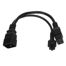 Cable de extensión corto de cobre puro con divisor tipo Y, conector IEC320C14 macho a conector C5C19 hembra, con transmisión estable para divisor