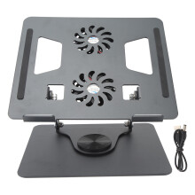 Supporto ergonomico per laptop con rotazione a 360, supporto per laptop regolabile in altezza per scrivania, design con ventola di raffreddamento,