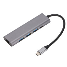 Multiport-adapterhub til bærbar computer, multifunktionel rejsedockingstation med HDMI og RJ45Ethernet-port, hurtig opladning, understøtter op til