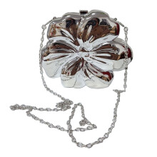 Fashion Handbag Women Evening Bag Flower Shape Clutch Acrylic Evening Handbag Silver Crossbody Chain Strap Shoulder Bag