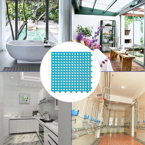 Bathroom Mat Featuring Prevent Slipping Technology, Splicable Floor Mat with Comfortable Texture for Wet Areas, Interlocking Design with Hollow Struct 1