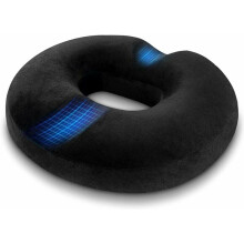 Portable Donut Pillow, Tailbone Pain Relief Orthopedic Design Memory Foam Cushion Ergonomic for Office Home Travel (Black)