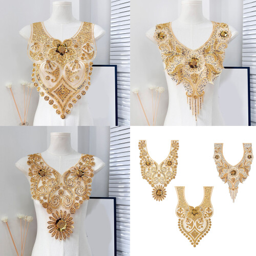 Embroidered Applique Sew on Collar Patches For Wedding-Model 2 2