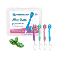 Disposable Toothbrushes with Toothpaste 5In1 Mini Floss Tongue Scraper Toothpick With Bursting Bead Pack Of 10 Portable