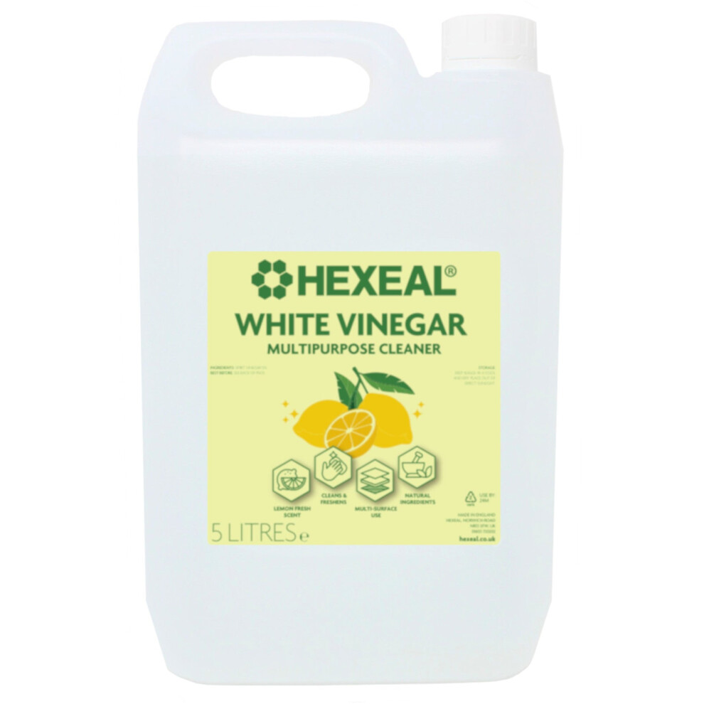 Hexeal Lemon Cleaner 5L – 5L Vinegar, Lemon Fresh, Removes Grime White
