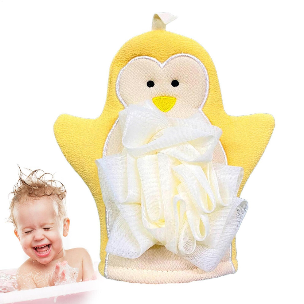 Scrubbing Gloves for Body  Cartoon Hand Scrub Gloves, Yellow Elastic Shower Puff, Loofah Sponge Bath Accessory