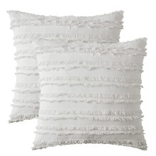 Dekorative putetrekk, premium bomull for koselig hjemmedekorasjon, skjult glidelås for enkel stell, sett med 2, hvit, 45x45 cm