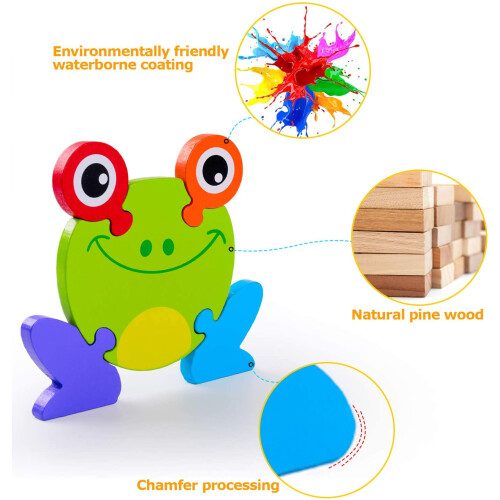 Παιχνίδια Montessori για 1-2 3χρονα αγόρια και κορίτσια, ξύλινα παζλ με ζώα με 2