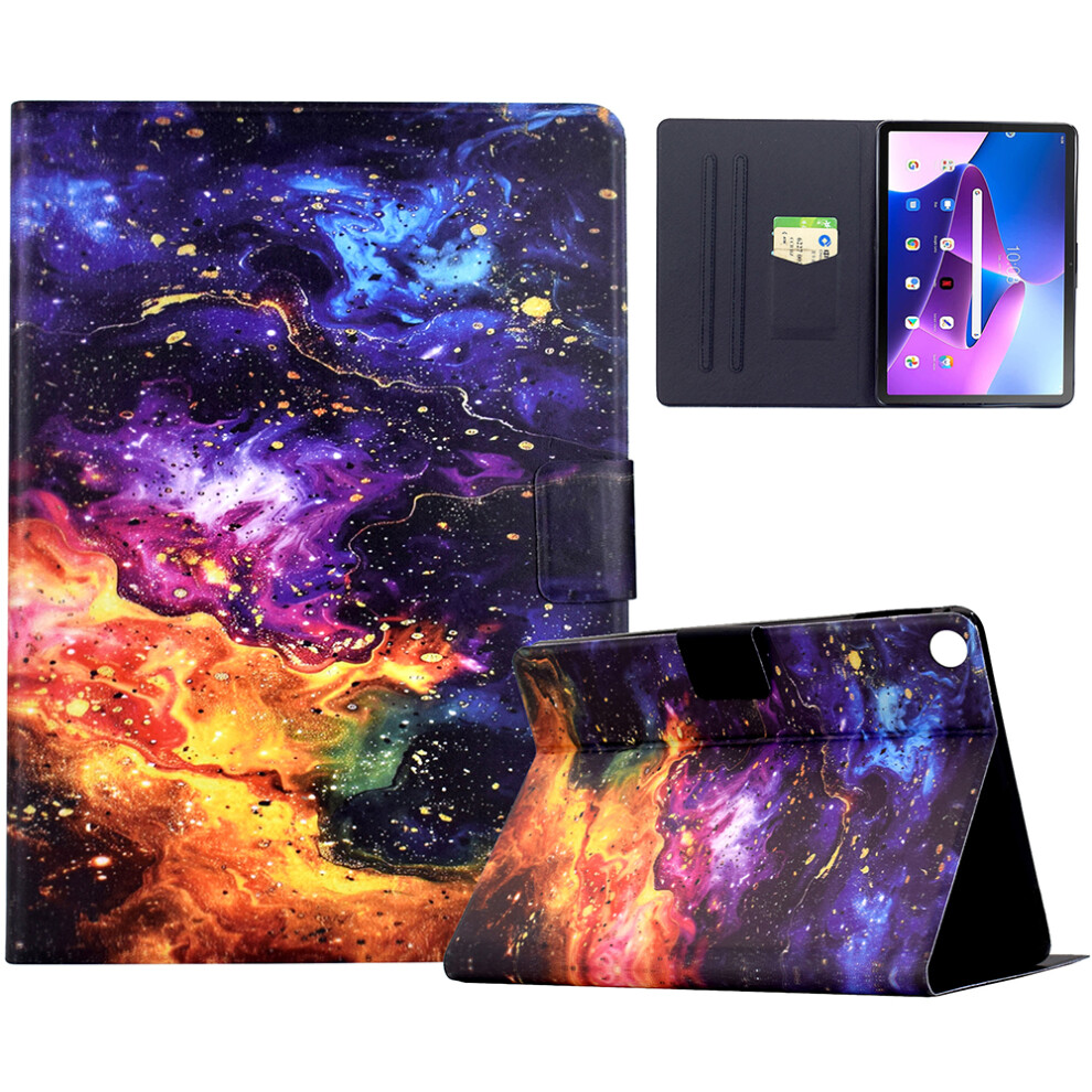 (Nebula) Stand Case For Lenovo Tab M10 (Gen 3) Pattern Printing Tablet Leather Cover With Auto Wake / Sleep 6914285124778