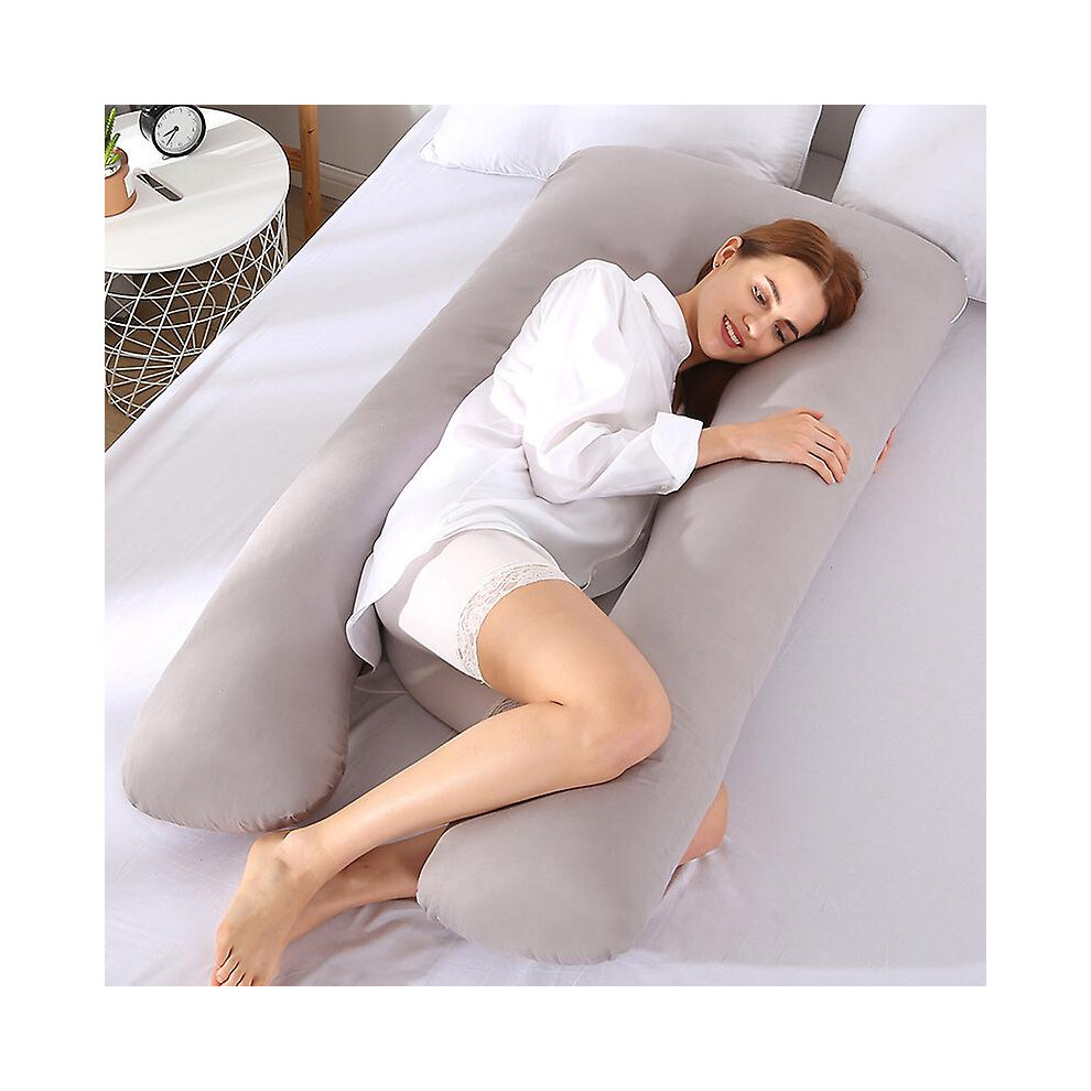 Full Body Pillow for Sleeping, Ergonomically Designed Shape U Shaped Maternity Pillow with Soft Velvet Cover and Down Alternative Filling, Support Pre