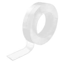 Adeziv lavabil și reutilizabil pentru aplicații intense, bandă dublu adezivă cu nano-bandă transparentă de montare, 1 m / 3,3 ft, adeziv