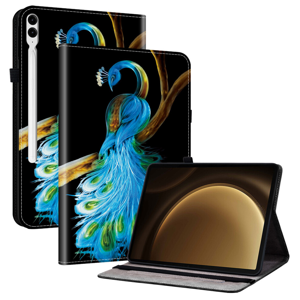 (Peacock) Leather Case For Samsung Galaxy Tab S10+ / S9 Fe+ / S9+ Pattern Printed Stand Tablet Cover With Card Slots 6914286221698