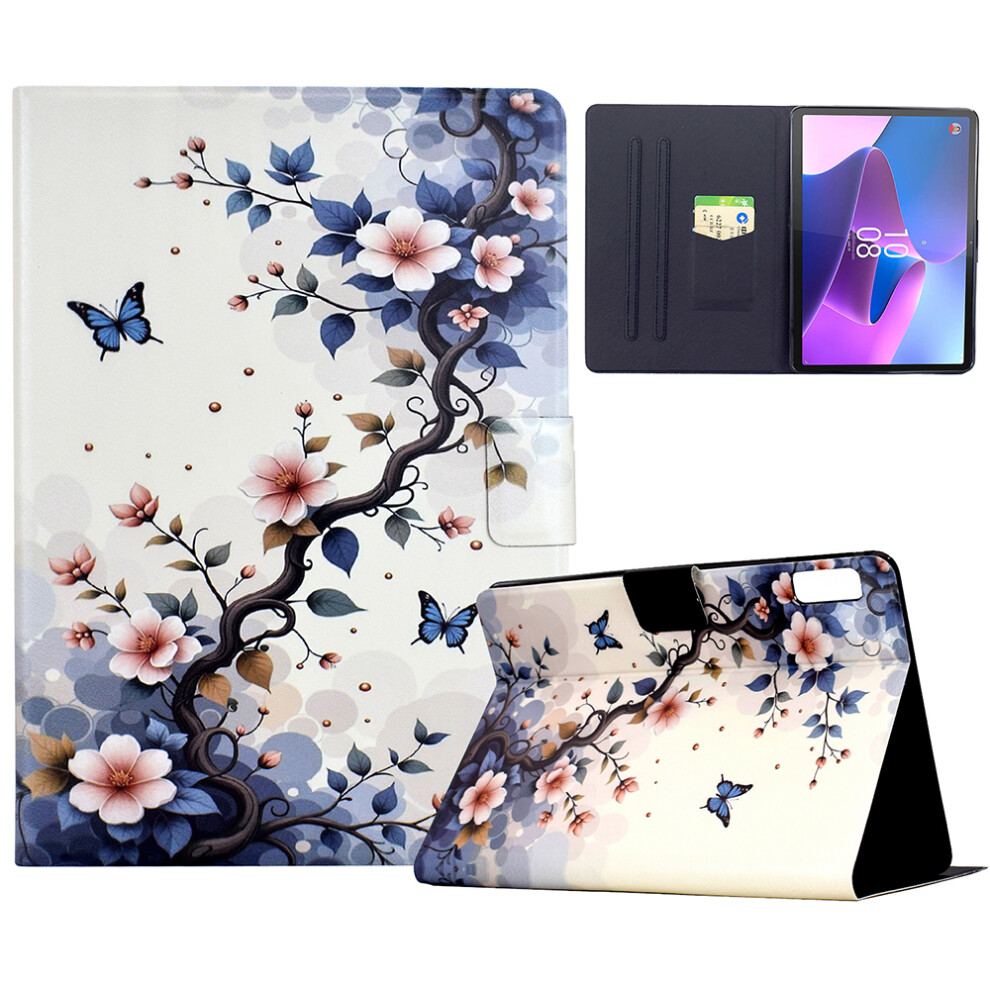 ( Flower) Stand Case For Lenovo Tab P11 Gen 2 Tb-350 Pattern Printing Tablet Leather Cover With Auto Wake / Sleep Pink 6914283031528