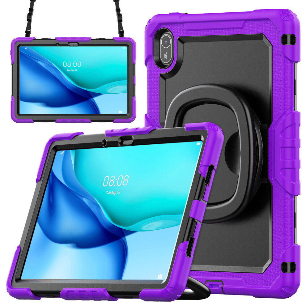 (Purple) For Huawei Matepad Se 11 Kickstand Case Pc + Silicone Tablet Cover With Shoulder Strap Purple 6914283104529