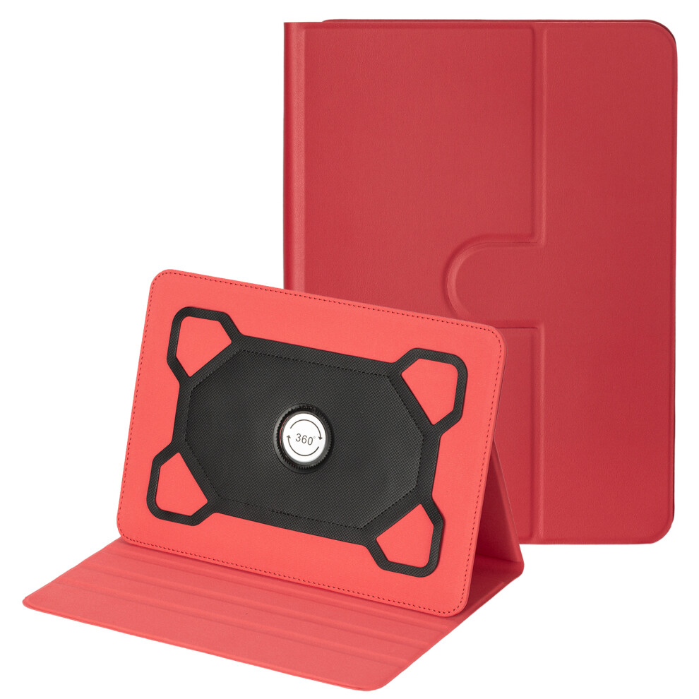 (Red) Universal 9 - 10 Inch Case Adjustable Stand Shockproof Leather + Silicone Tablet Cover Red 6914283177301