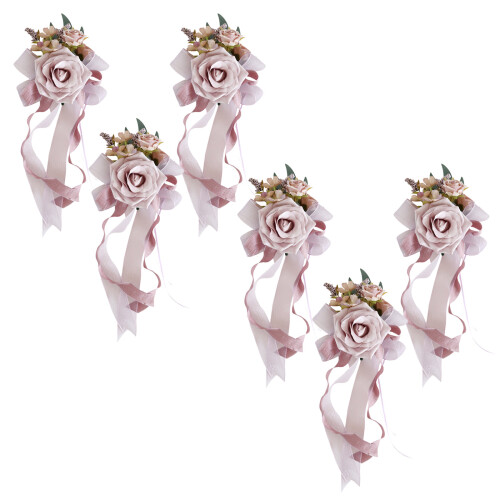 6Pcs Wedding Car Decoration Bowknot-bean paste powder