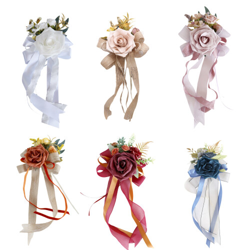 6Pcs Wedding Car Decoration Bowknot-bean paste powder 1