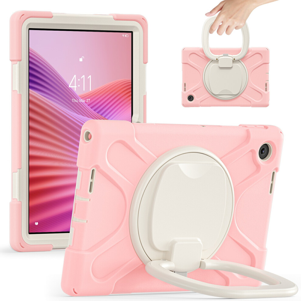 (Pink) For Lenovo Tab 10.1 (2025) Tb311xu / Zhaoyang K10c Case Tpu + Pc + Silicone Tablet Cover Swivel Kickstand Handle Grip Pink 6914287354999