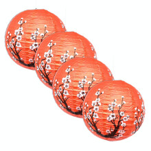 Set of 4 Cherries Blossom Patterned Light Beautiful-Red