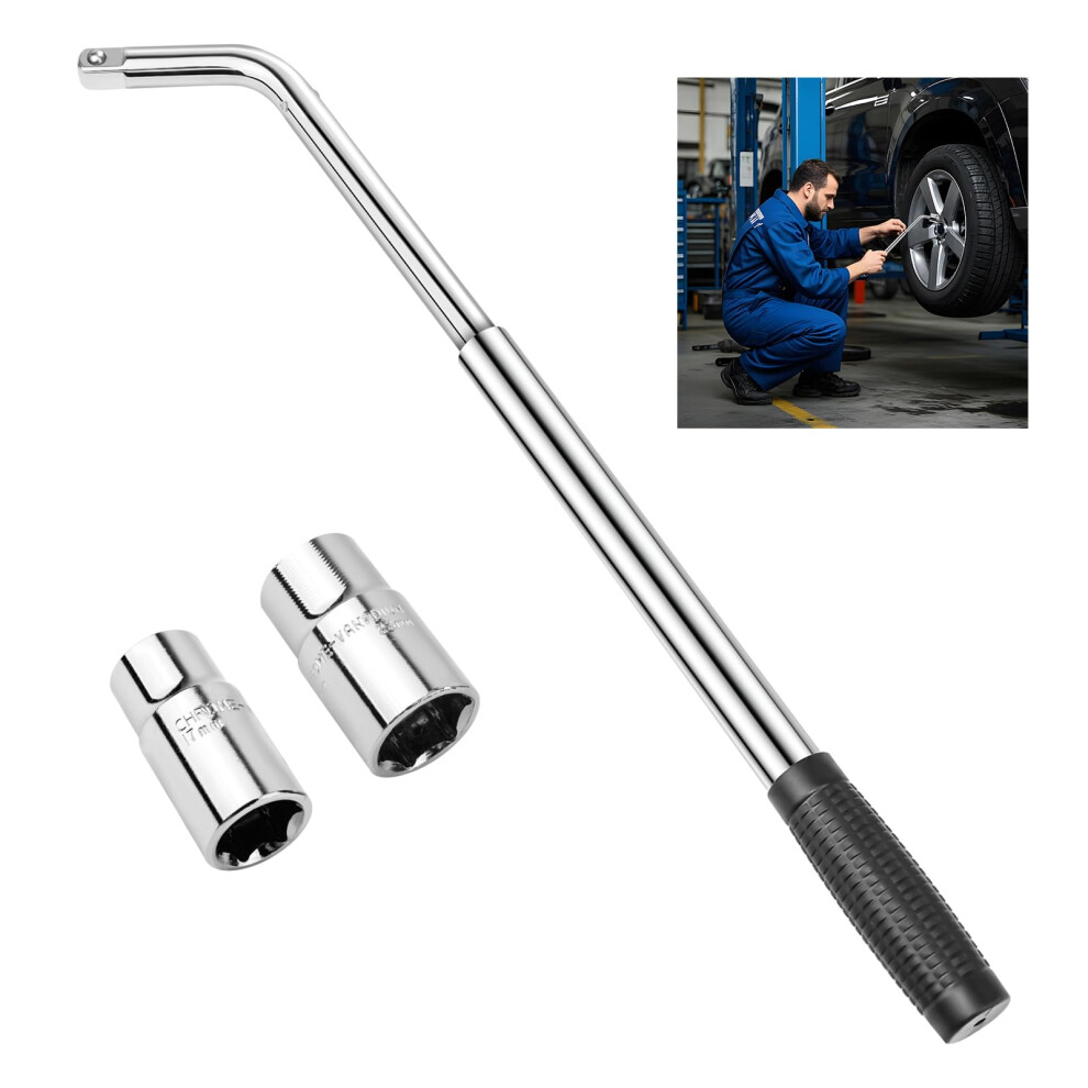 Wheel Brace Nut Wrench, Telescoping 3555Cm, 17/19/21/23Mm Sockets, Heavyduty, Nonslip Grip, Fits Cars, Suvs, Caravans 9365049243445