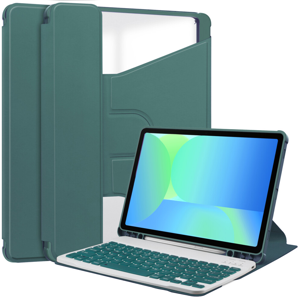 (Blackish ) For Samsung Galaxy Tab S10 Lite / S10 Fe / S9 Fe Case 360° Rotary Stand Pu Leather+Acrylic Tablet Cover (Without Keyboard) Green 6914280332178