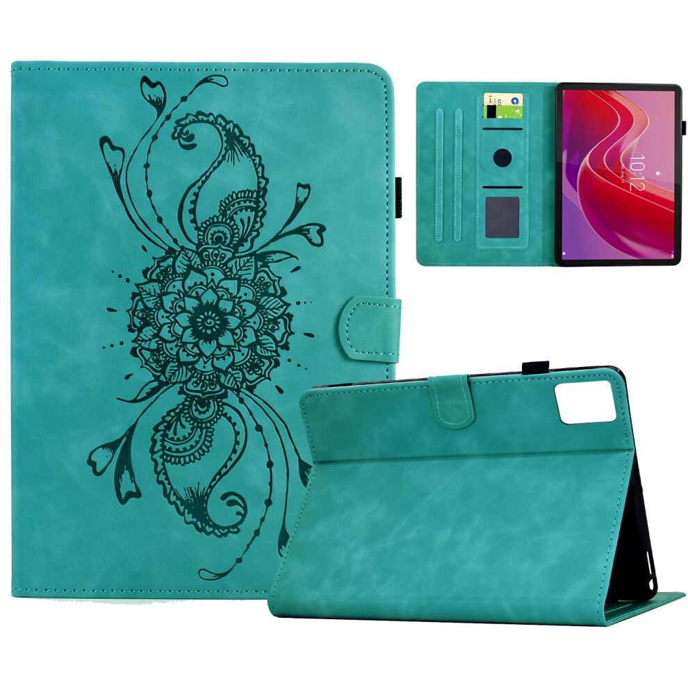 (Baby ) For Lenovo Tab M11 / Xiaoxin Pad 11 2024 Case Mandala Imprinted Leather Tablet Cover With Card Slots Blue 6914281528914
