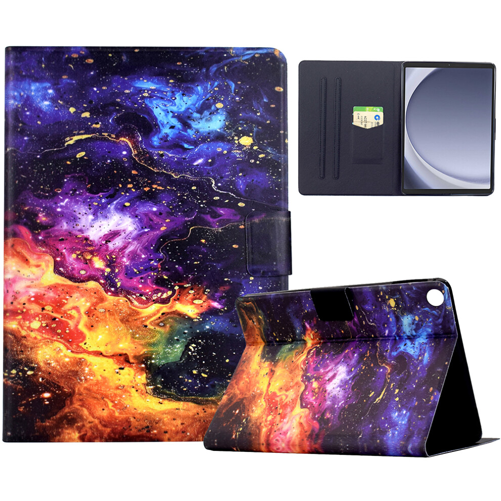 (Nebula) For Samsung Galaxy Tab A9 Stand Case Pattern Printing Tablet Leather Cover With Auto Wake / Sleep 6914285086014