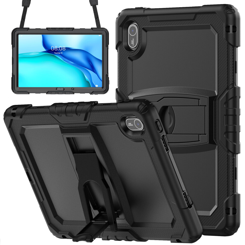 (Black) For Huawei Matepad Se 11 Case Kickstand Pc + Silicone Shockproof Tablet Cover With Shoulder Strap Black 6914284953089