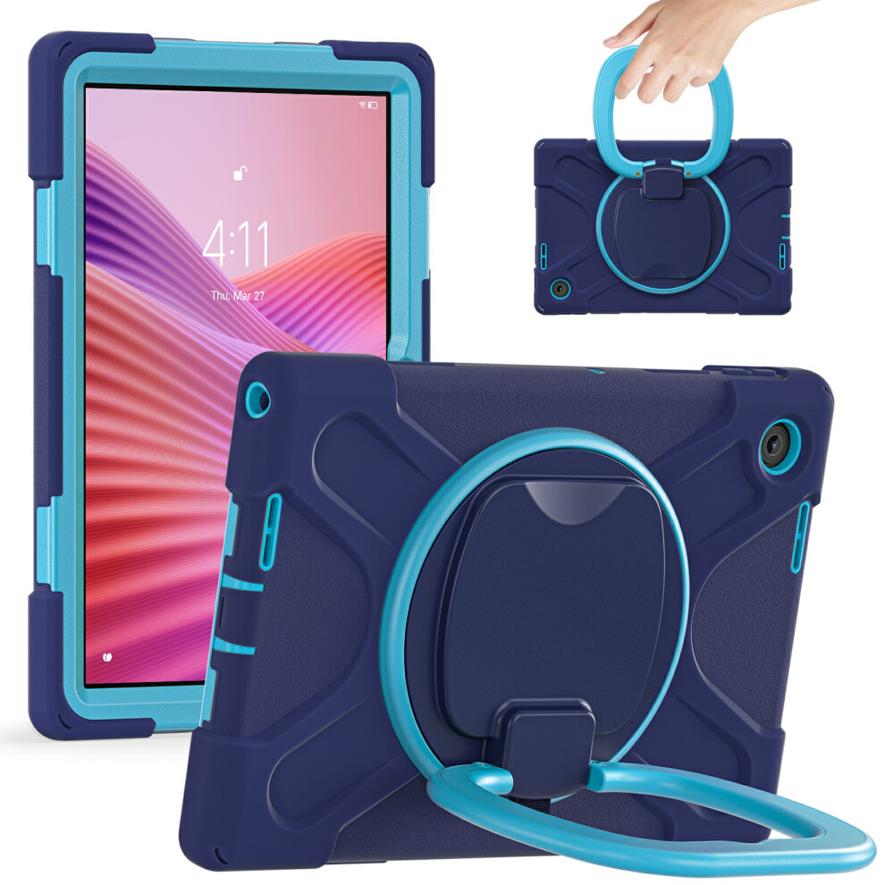(Navy ) For Lenovo Tab 10.1 (2025) Tb311xu / Zhaoyang K10c Case Tpu + Pc + Silicone Tablet Cover Swivel Kickstand Handle Grip Blue 6914282593669