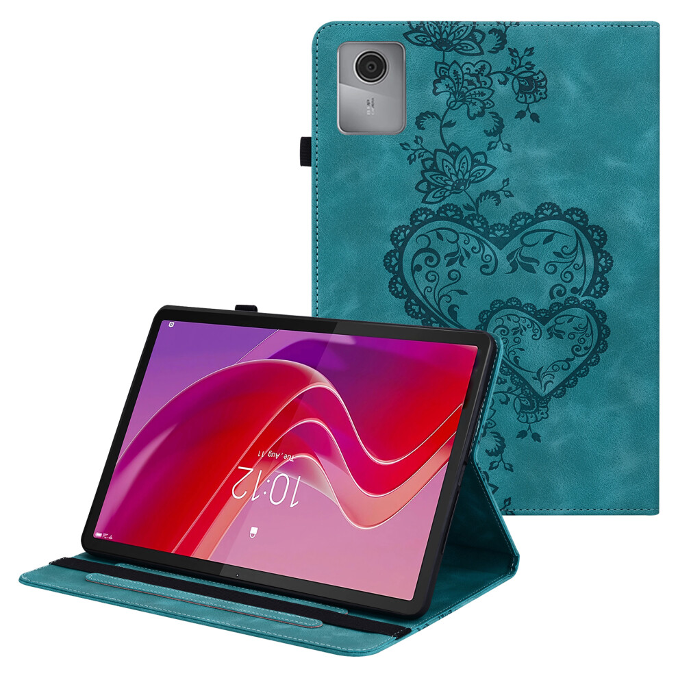(Green) For Lenovo Tab M11 (Tb-330Fc) / Xiaoxin Pad 11 2024 (Tb-331Fc) Leather Case Heart Imprint Foldable Stand Card Slot Stylus Holder Green 6914287857001