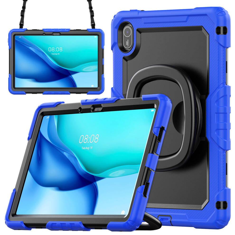 (Dark ) For Huawei Matepad Se 11 Kickstand Case Pc + Silicone Tablet Cover With Shoulder Strap Blue 6914289516470