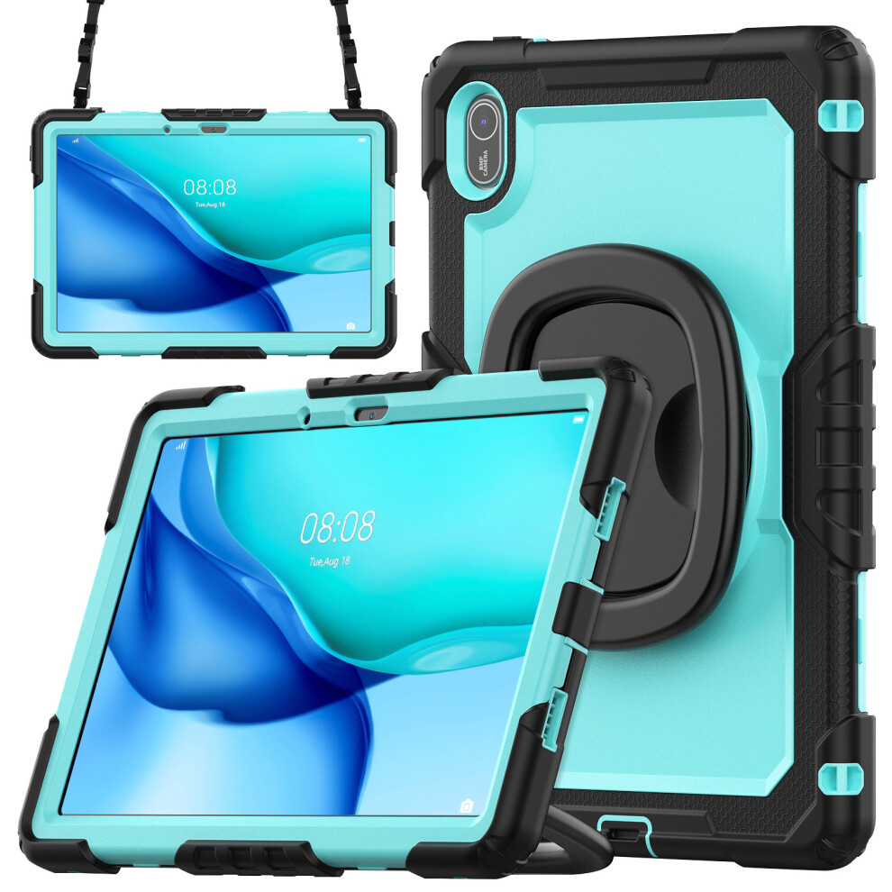 (Black / Baby Blue) For Huawei Matepad Se 11 Kickstand Case Pc + Silicone Tablet Cover With Shoulder Strap Blue,Black 6914280303833