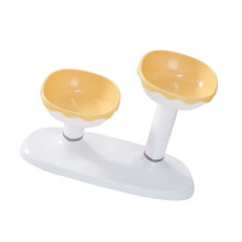 Elevated Pet Food Bowls Suit Dogs Double Bowls Regulable-Yellow