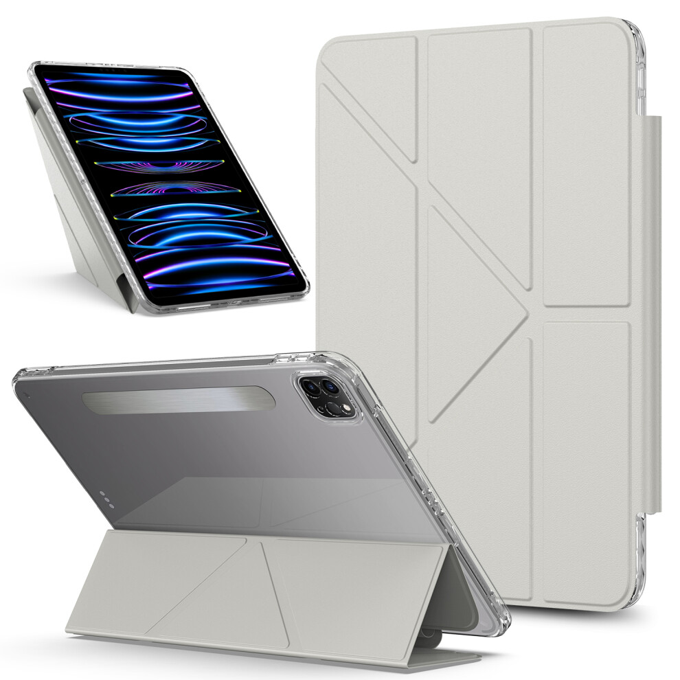 (Grey) Tablet Case For Ipad Pro 12.9 (2022) / (2021) / (2020) Stand Magnetic Detachable Pu Leather Cover With Auto Wake / Sleep Grey 6914285831980