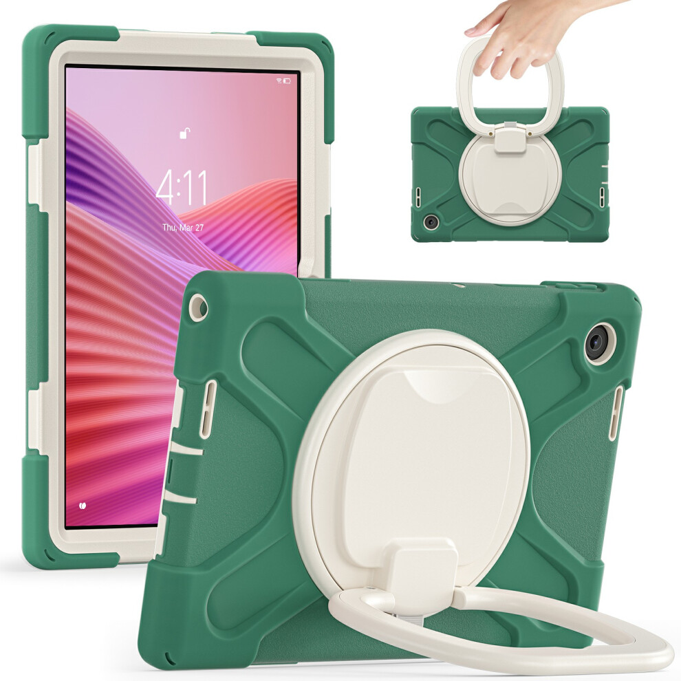 (Emerald ) For Lenovo Tab 10.1 (2025) Tb311xu / Zhaoyang K10c Case Tpu + Pc + Silicone Tablet Cover Swivel Kickstand Handle Grip Green 6914283563234