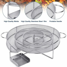 Koudrookgenerator voor barbecue, roestvrijstalen spiraalvormige koudrookbak voor langzame verbranding en gelijkmatige rookverdeling, metalen gaas