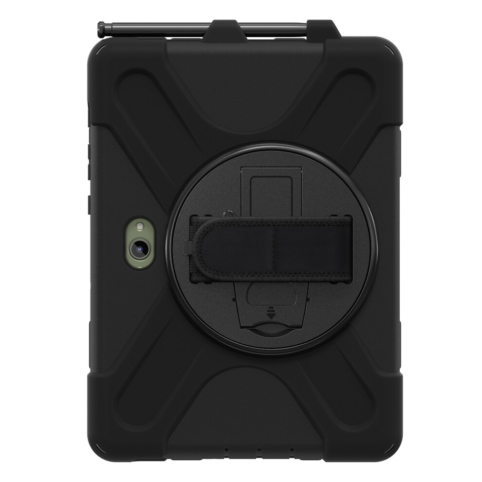 (Black) For Samsung Galaxy Tab Active5 Pro X350 / X356b / Active Pro T540 / T545 / T547 / Active4 Pro T630 / T636 Case Kickstand Pc+Silico Black 6914280557083