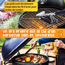 Scuab Gríoscáin BBQ Gairmiúil, Guairí Sreinge Cruach Dhosmálta 18 Orlach, Láimhseáil Chompordach, Glantóir Gríoscáin Dearaidh 3in1 le