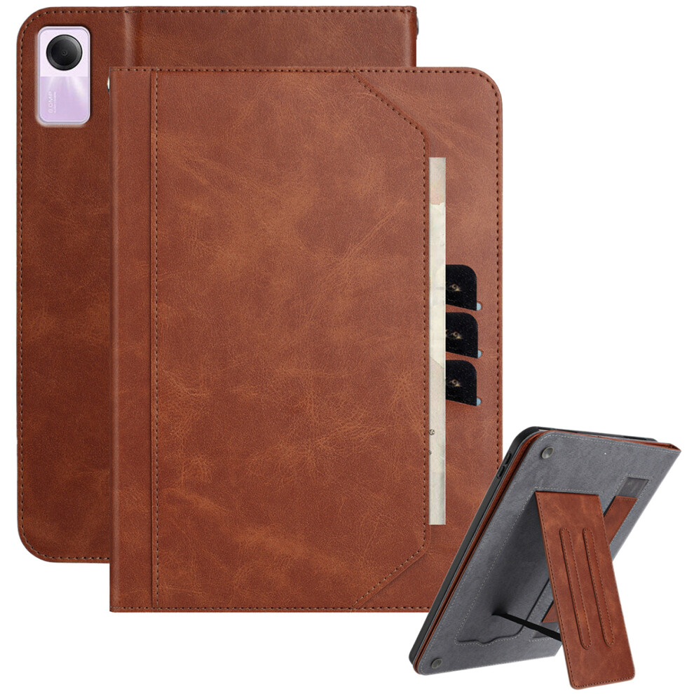 (Coffee) For Xiaomi Redmi Pad Se Stand Case Auto Wake / Sleep Pu Leather Tablet Cover With Wallet / Hand Strap Brown 6914282470793