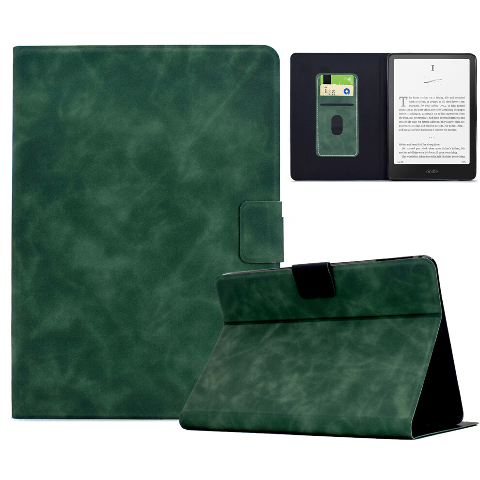 (Green) For Amazon Kindle Paperwhite 6 (2024) Case Pu Leather Tablet Cover With Card Slots Green 6914283629060
