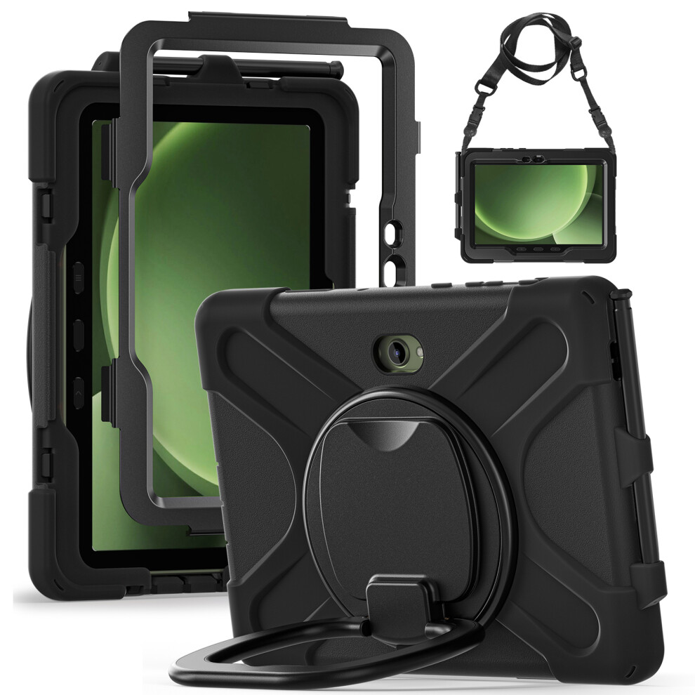 (Black) For Samsung Galaxy Tab Active5 Pro X350 / X356b / Active Pro T540 / T545 / T547 / Active4 Pro Case With Shoulder Strap Tpu + Pc + Black 6914288079310