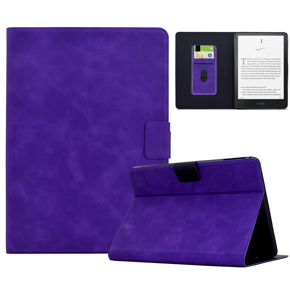 (Purple) For Amazon Kindle Paperwhite 6 (2024) Case Pu Leather Tablet Cover With Card Slots Purple 6914288732406
