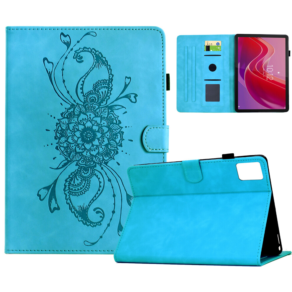 (Sky ) For Lenovo Tab M11 / Xiaoxin Pad 11 2024 Case Mandala Imprinted Leather Tablet Cover With Card Slots Blue 6914284793890